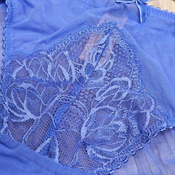 NWT Dita Von Teese Gwendolline Blue Sheer High Waisted Panties Brief Size S - Picture 3 of 5